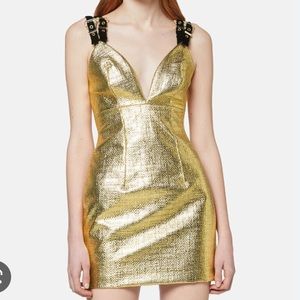 Versace Jeans Couture Metallic Buckle Strap Mini Dress